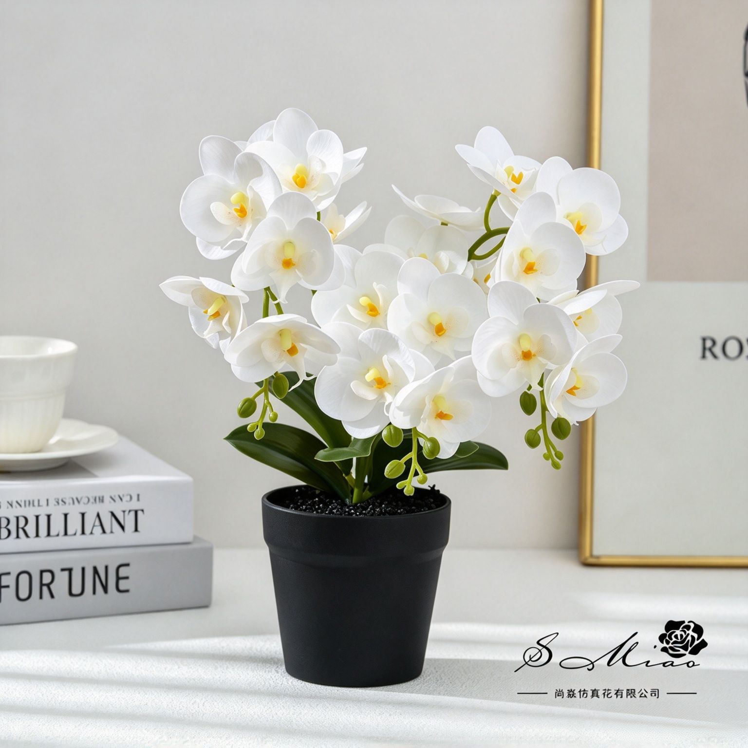 21 flores pequeñas Phalaenopsis se sienten bonsáis simulados en macetas flores falsas creativas decoración del hogar fotografía de flores artificiales flores de bodas image 1