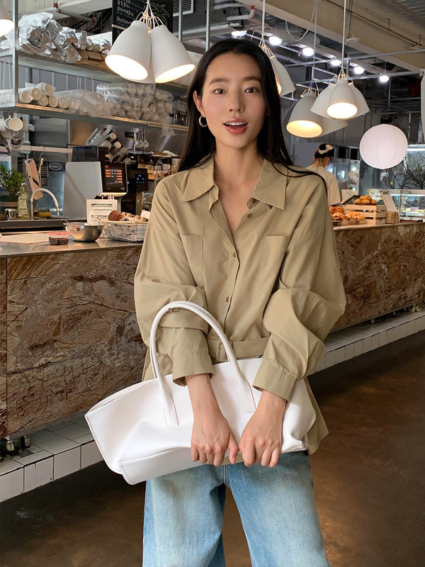 MOXI 十三行2025秋季新款韩版衬衫女高级感长袖中长款衬衣上衣女|undefined