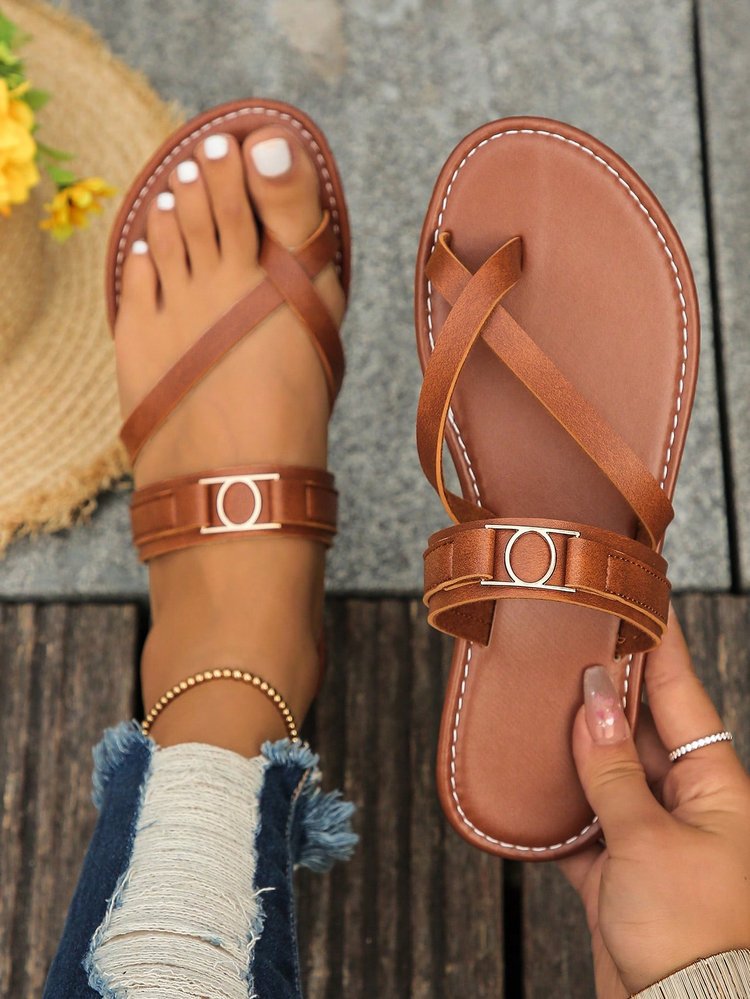 Summer Women's Large Size Flat Shoes Fashion Korean Sandals Roman Style Beach Shoes_vogvips.com