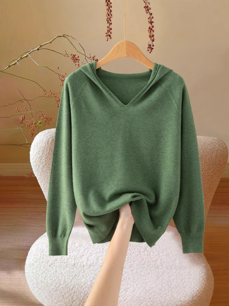 Demi-season woolen hoody, sweater, knitted long-sleeve, sleeves, hoodie 2
