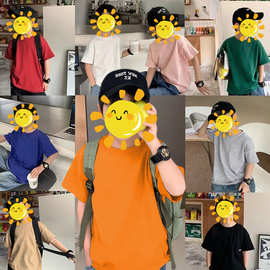 纯棉纯色童装男女短袖t恤衫夏季幼儿园班服儿童宝宝半袖上衣批发