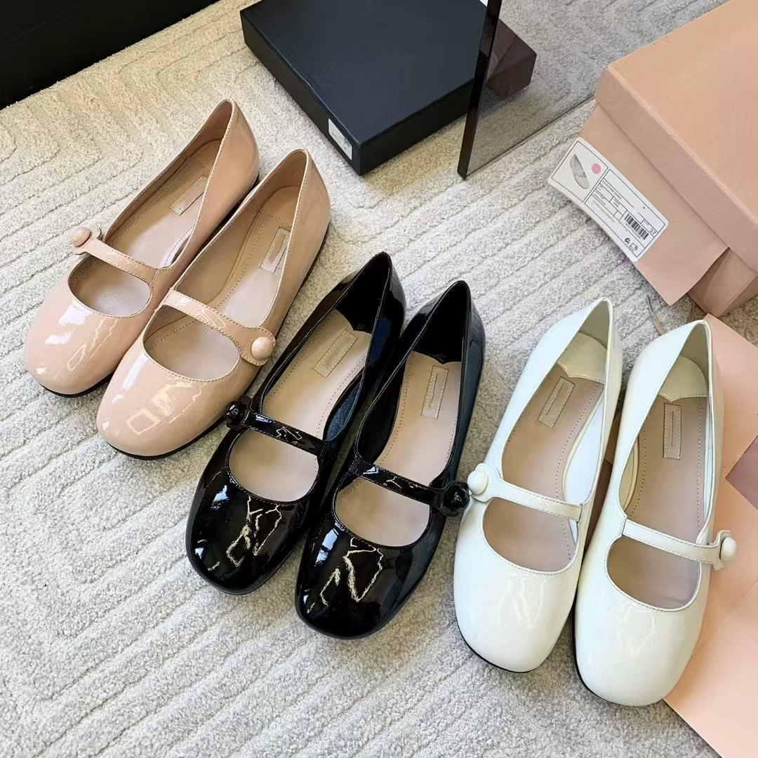 Французская девушка MIU домой 25 лет новые туфли Мэри Джейн женские летние черные лакированные туфли на низком каблуке