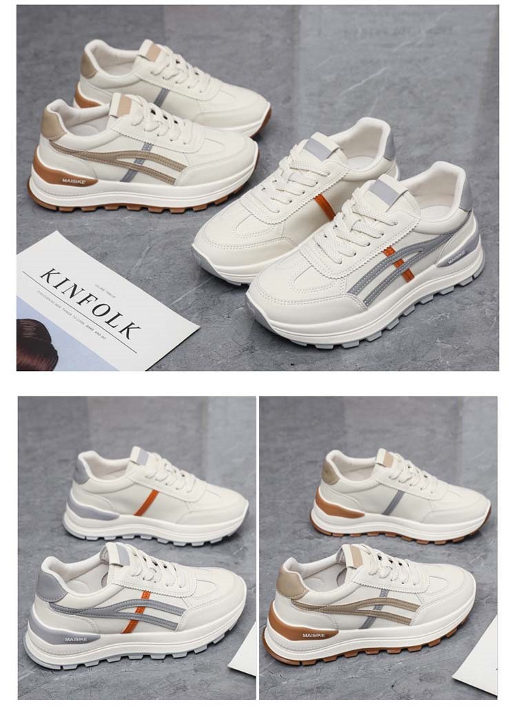 Fashionable 2026 New Model Sports Versatile Soft-soled Student Running Casual Shoes Soft Leather Women's White Sneakers_vogvips.com