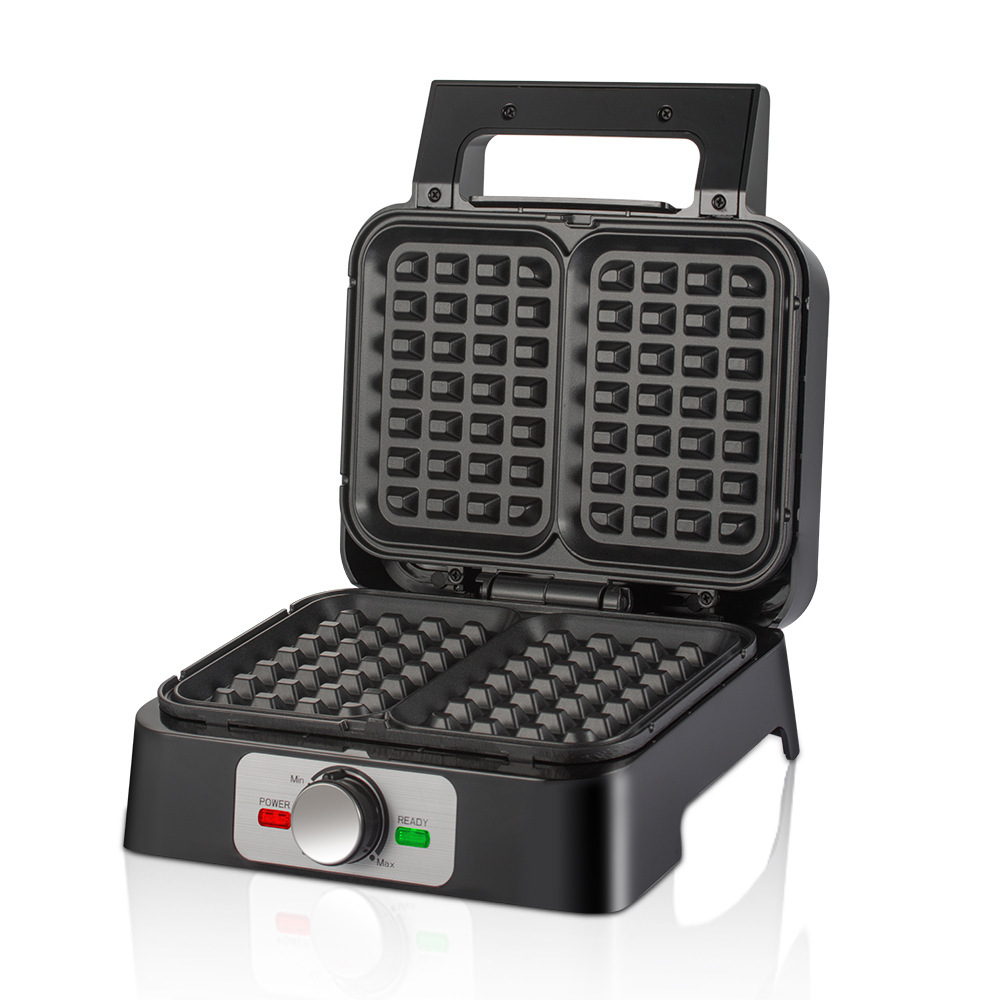 Máquina de desayuno doméstica transfronteriza europea, máquina de waffles automática mini calefacción de doble cara, galleta eléctrica, galleta de pan, máquina de comida rápida, pan
