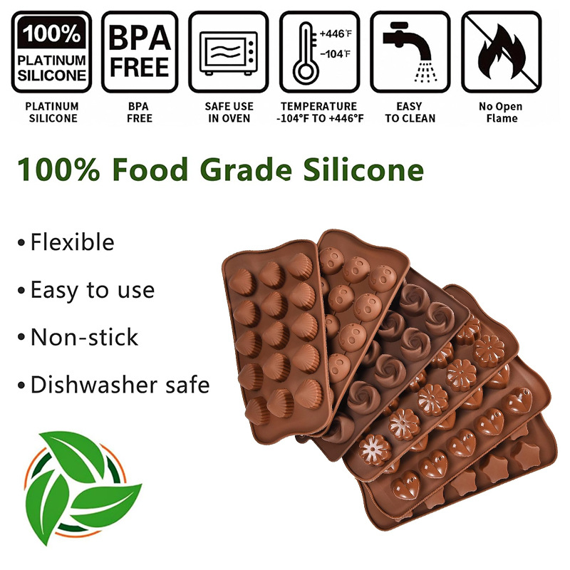 Molde de silicona de grado alimenticio para chocolate, bandeja de hielo con forma de corazón para dulces, molde para hornear pasteles, pudín y fondant