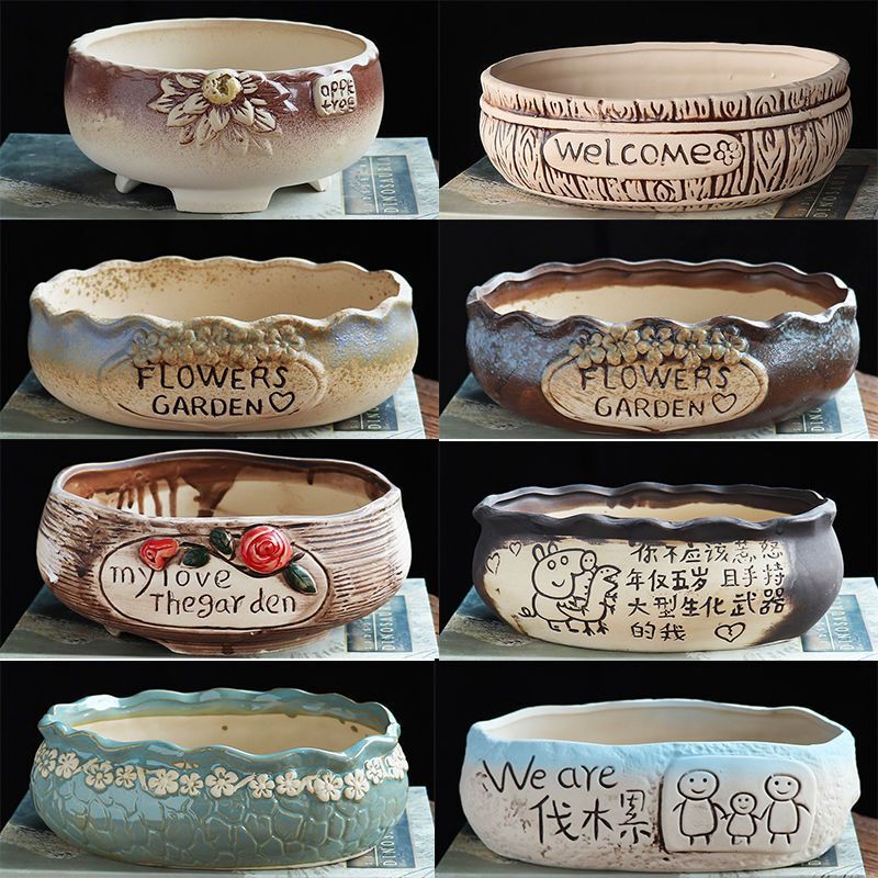 Ceramic flower pot large succulent pot succulent plant flower pot stoneware large diameter flower pot