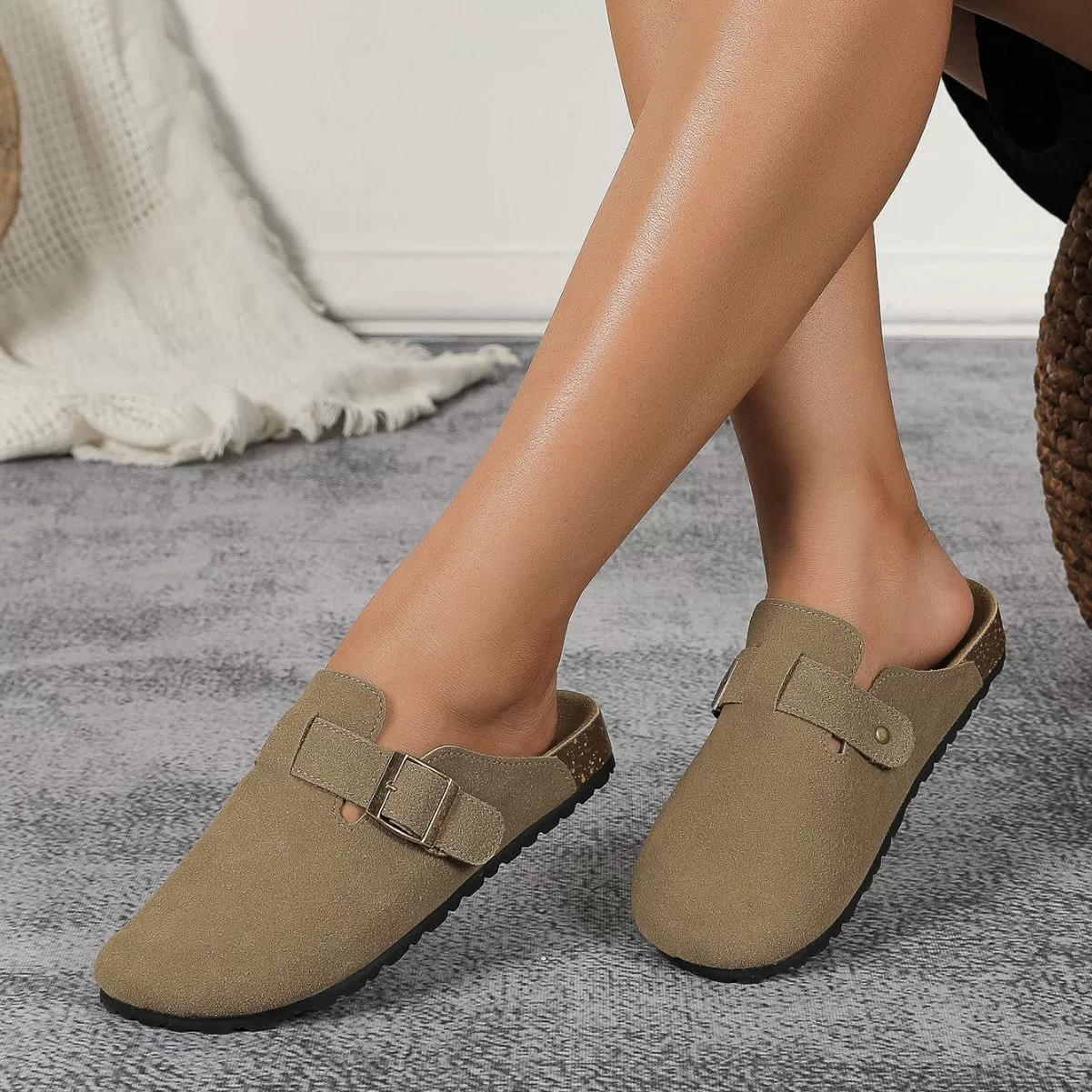 Такой же тип рыболовной буреной обуви, женская обувь Bocen на толстой подошве с пробковой сумкой, полудраг, в ленивой обуви