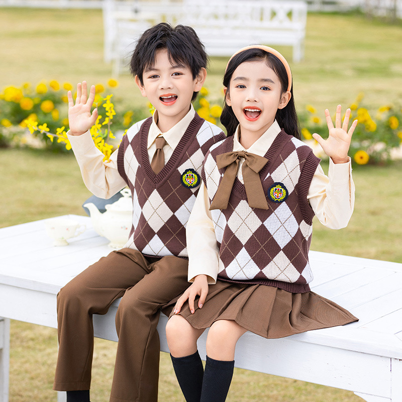 Spring and Autumn Boys' and Girls' British-style Performance Vest, Waistcoat, Primary School Uniform, Class Uniform, Kindergarten Uniform, Choir Costume