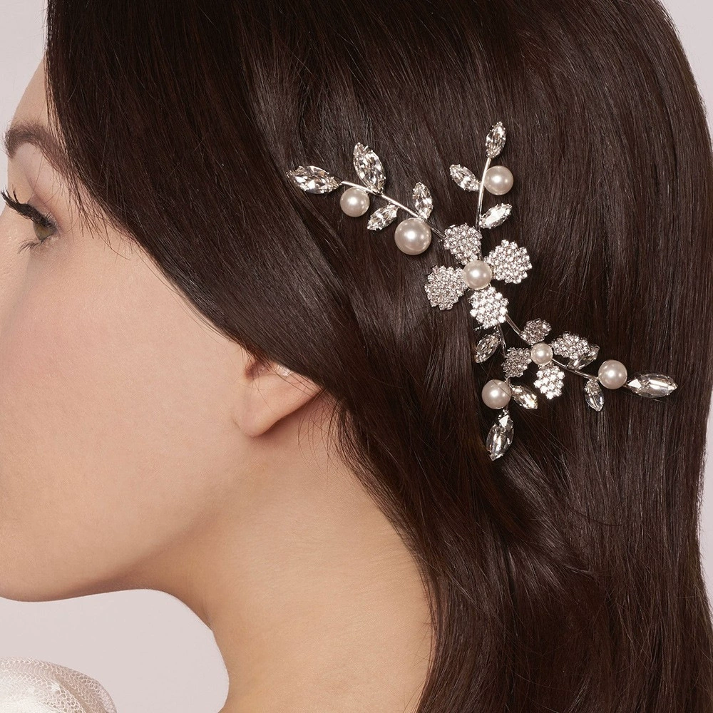 Трансграничный огонь свадебный головной убор жемчужные стразы цветочные расчески ручной работы модные расчески для волос