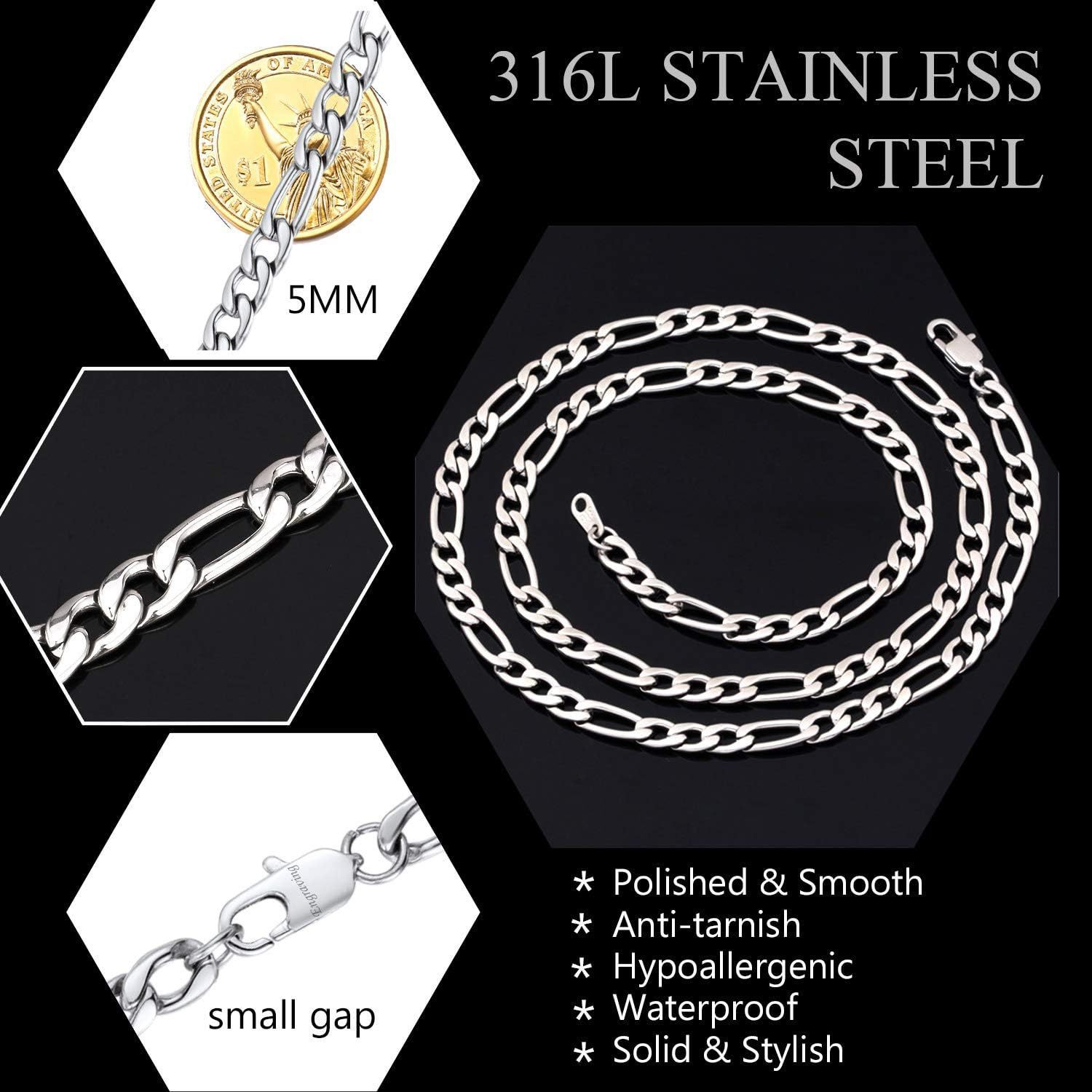 Men's Figaro Chain Necklace And Bracelet Set Rugged Alloy Jewellery_voghion.com