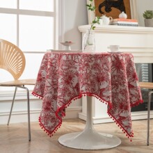 伊缦琪韵美式圆桌布提花花鸟植物餐桌布厚实节日台布厂家直供