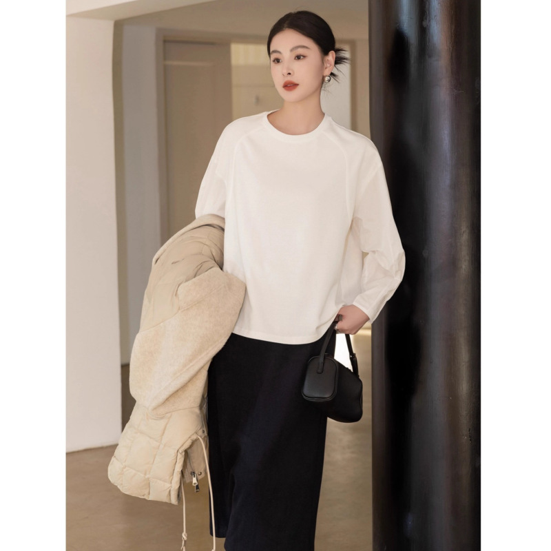 Niche Designer Lantern Sleeve White Shirt 2026 Spring New Loose Casual T-Shirt Top