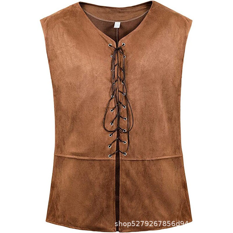 2025 Amazon Medieval Renaissance Pirate Gothic Steampunk Vest Men's Lace-Up Vest