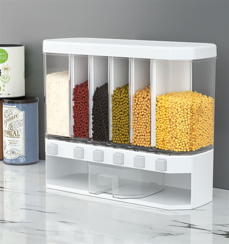 Rice Dispenser, Large Grain Container Storage Lid Measuring