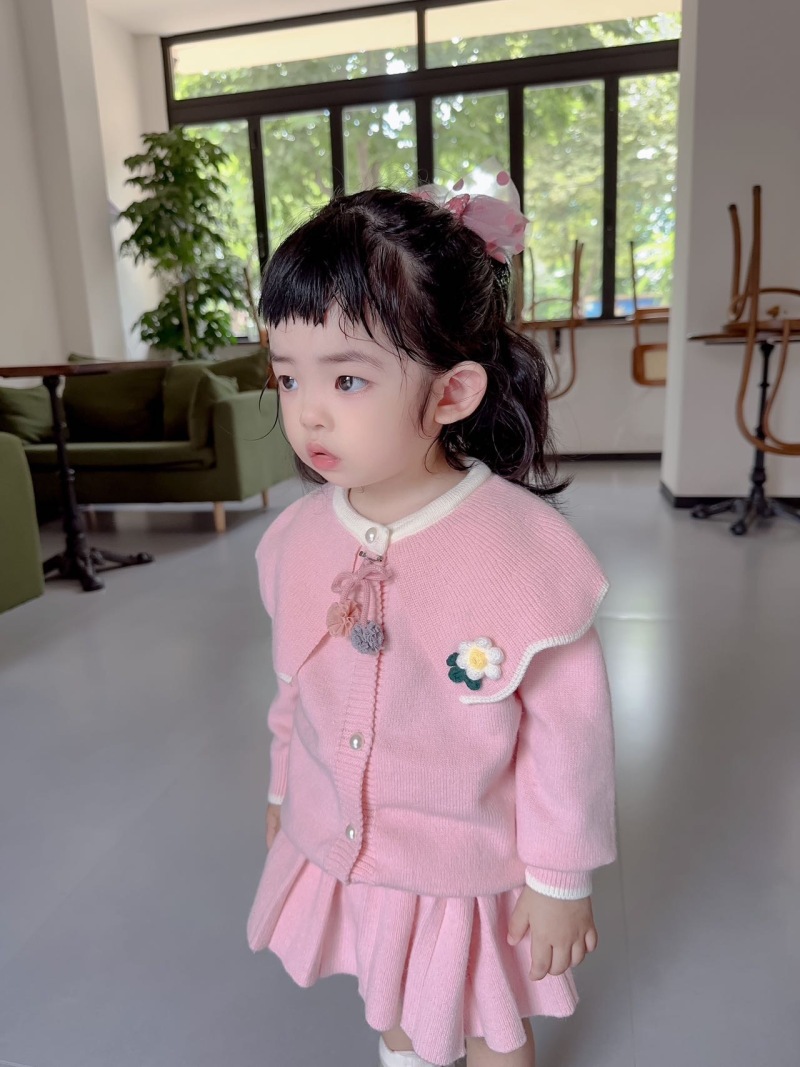 Κοριτσίστικο Πουλόβερ 2023 Φθινόπωρο Νέο Μοντέρνο Κορεάτικο Μονόχρωμο Πλεκτό Φούστα με Μεγάλο Γιακά, Σετ Δύο Τεμαχίων_voghion.com