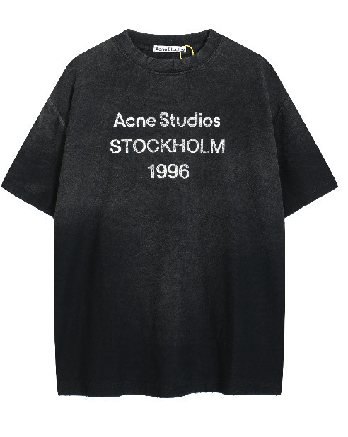 跨境专供高品质AC1996字母印花水洗做旧轻奢潮牌宽松男女情侣T恤|undefined
