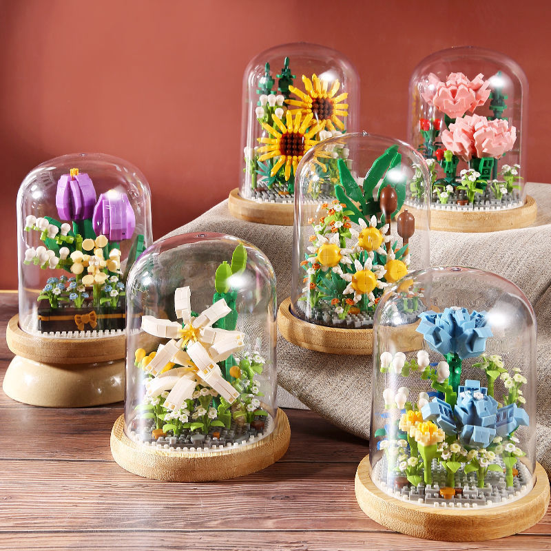 Compatible con bloques de construcción de Lego flor Día del maestro Día de San Valentín regalo rompecabezas montado juguete decoración flor cara Té Idioma