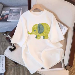 Maternity Tops That Cover the Belly and Do Not Show Pregnancy, Summer Style 2025 New Cotton Age-Reducing Chic Printed Short-Sleeved T-Shirts for Summer