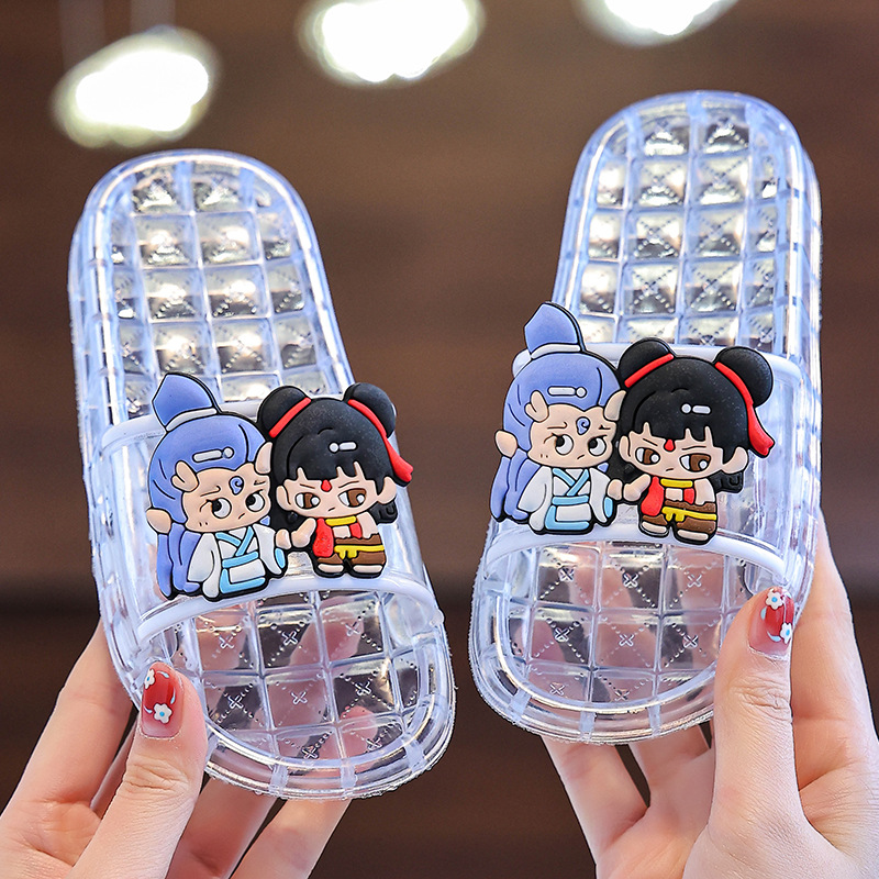 Cartoon Children's Slippers Internet Celebrity Bathroom Indoor and Outdoor Cartoon Bathing Beach Shoes Non-Slip Crystal Slippers Baby Soft Bottom