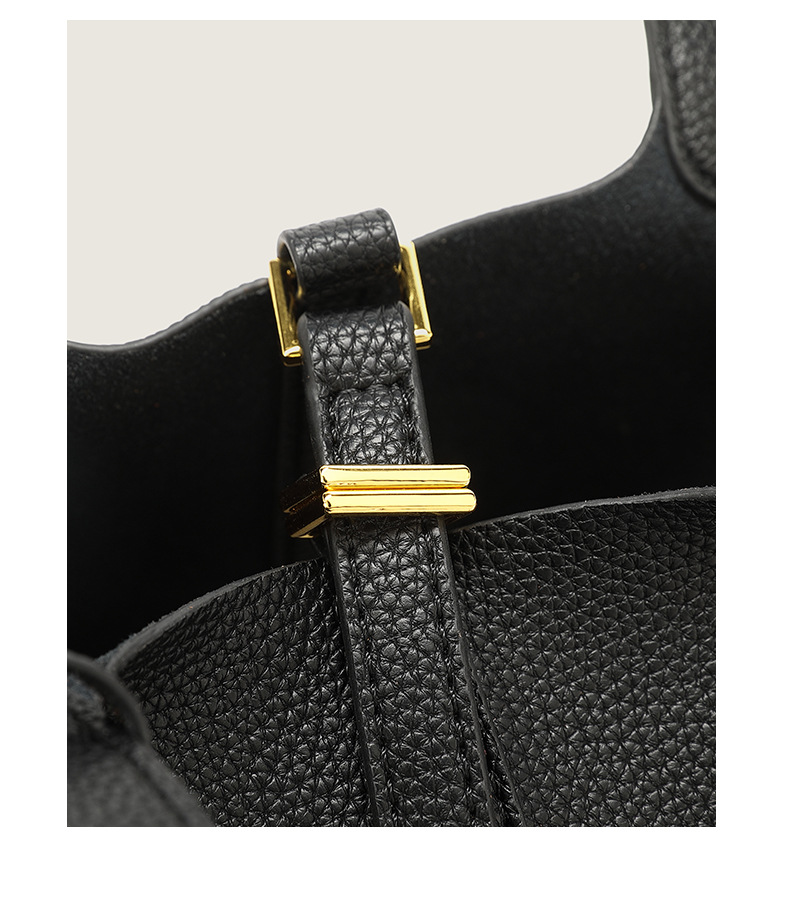2024 New Vegetable Basket European And American Style Soft Leather Women's Large Capacity Lychee Pattern Bucket Bag Handbag_voghion.com