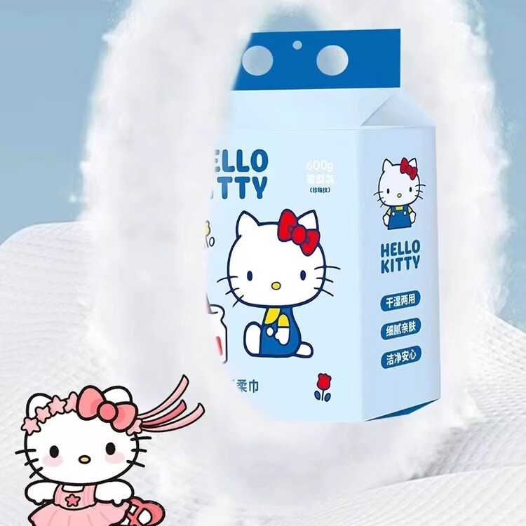サンリオ公認 コットンソフトタオル ファミリーパック ハローキティ 使い捨て ウェット＆ドライ 肌に優しいフェイスタオル パール柄|undefined