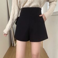 大码新款西装短裤女胖韩版百搭气质阔腿裤高腰宽松字休闲裤子