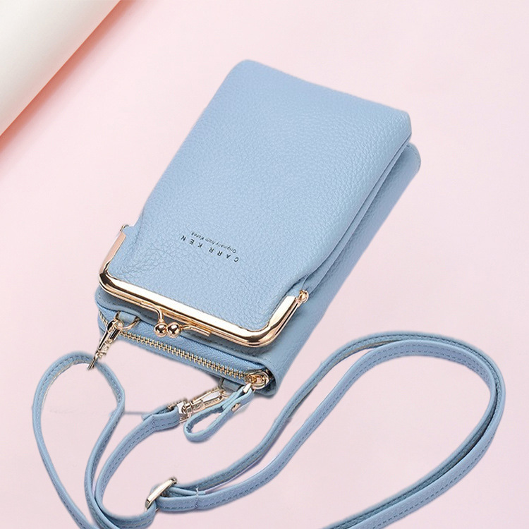 Bolso del teléfono móvil del patrón del lichi bolso del mensajero del hombro de las mujeres de la nueva manera de las mujeres bolso del teléfono móvil del color sólido del estilo coreano