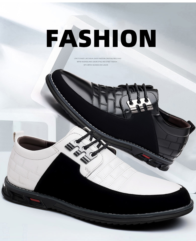 Men's round head men's casual shoes front lace-up casual shoes flat casual men's shoes_vogvips.com