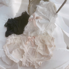 新款日系内裤纯色舒适牛奶丝睫毛蕾丝性感剋哎甜美简欧少女三角裤