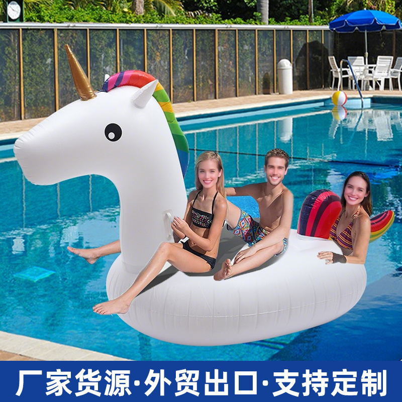 Extra Large and Thickened Unicorn Water Inflatable Ride-On Sea Toy Floating Bed Floating Row Children's Adult Swimming Ring