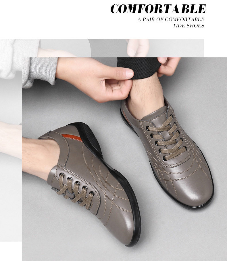 Giày thể thao nam da bò thoáng khí, giày lười đa năng phong cách casual, đế cao 2,5 cm — GX2385 màu trắng, GX2385 màu xám, GX2385 màu đen chi tiết 21