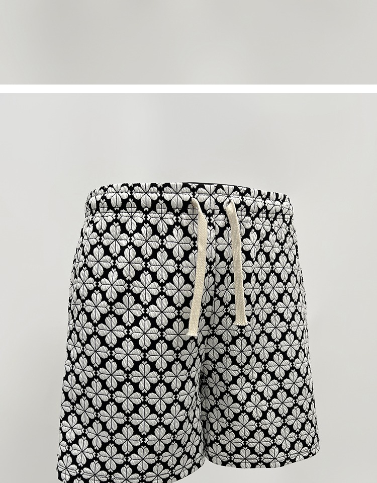 Men's Women's Trendy Houndstooth Casual Straight Leg Loose Fit Summer Shorts All Over Floral Print Beach Clothing_viptrois.com