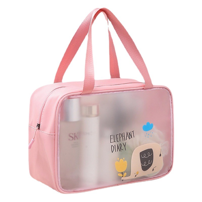 Esmerilado de dibujos animados PVC impermeable bolsa de cosméticos bolsa de lavado transparente bolsa de natación de viaje de gran capacidad doble bolsa de almacenamiento portátil
