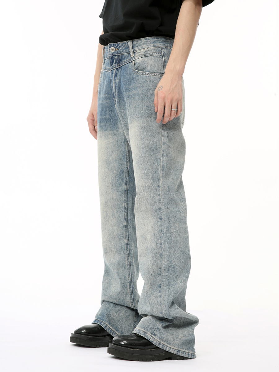 MTLCLOTHES Hombres| 2024 verano nuevo producto nicho de diseño de pantalones de empalme sensación de micro-trometa de la tendencia jeans