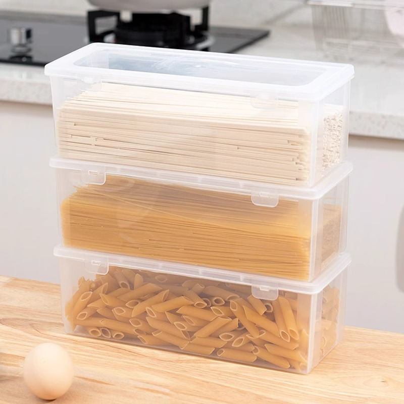 長方形の麺の収納箱の食品級の台所の雑穀のそうめんのプラスチックは冷蔵庫の新鮮な箱の日本式の箱を密封します。|undefined