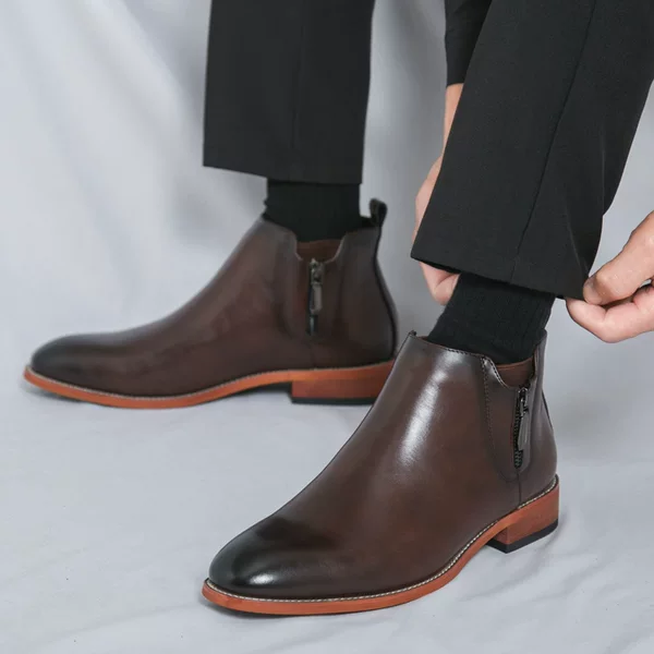 Cross-Border Fashion British Style Short Boots Autumn and Winter Retro Chelsea Boots Casual High-Top Large Size Leather Shoes Men's Leather Boots