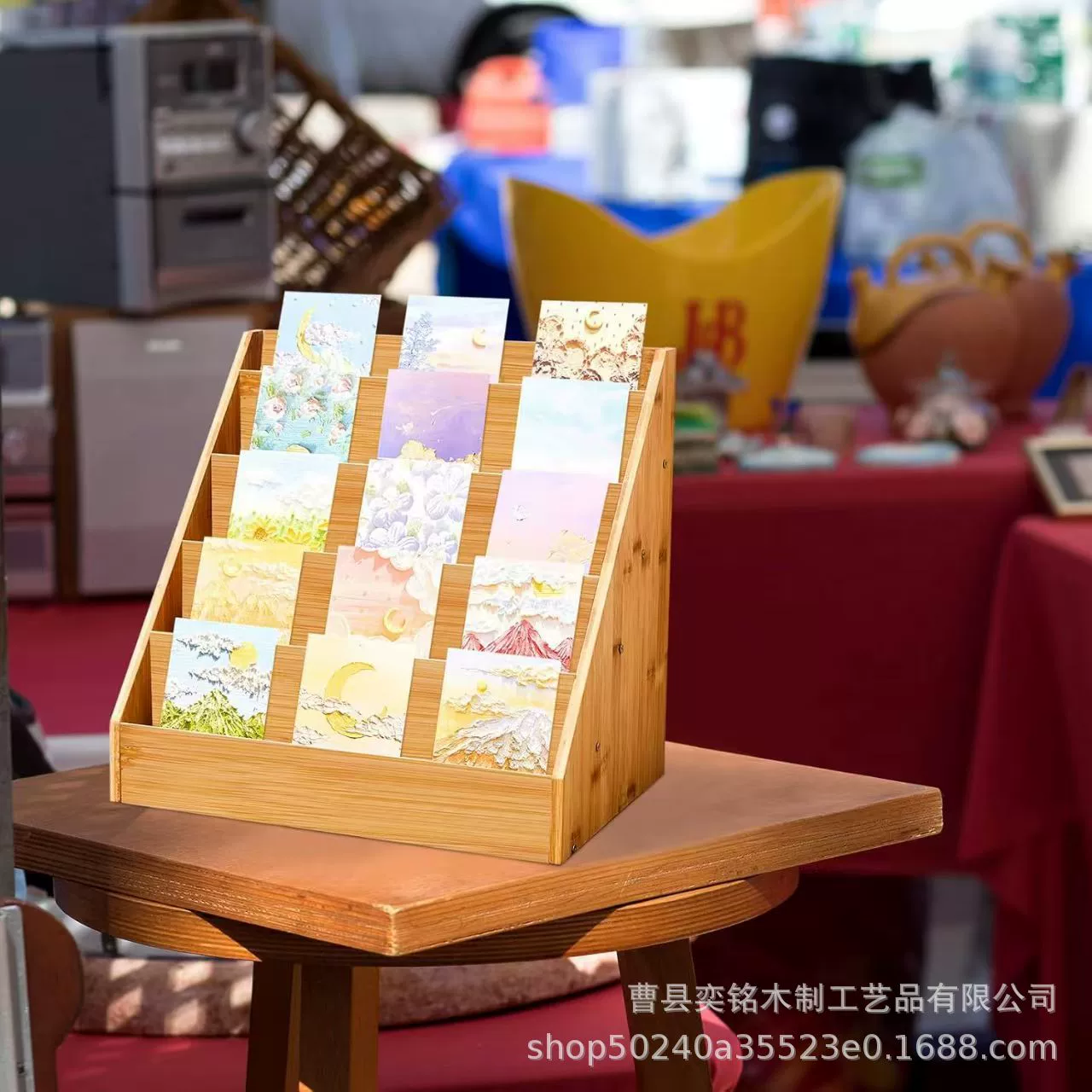 Деревянная многослойная полка для отображения поздравительных открыток акриловая стикер витрина из массива дерева для домашнего использования фото визитная карточка для хранения отделки