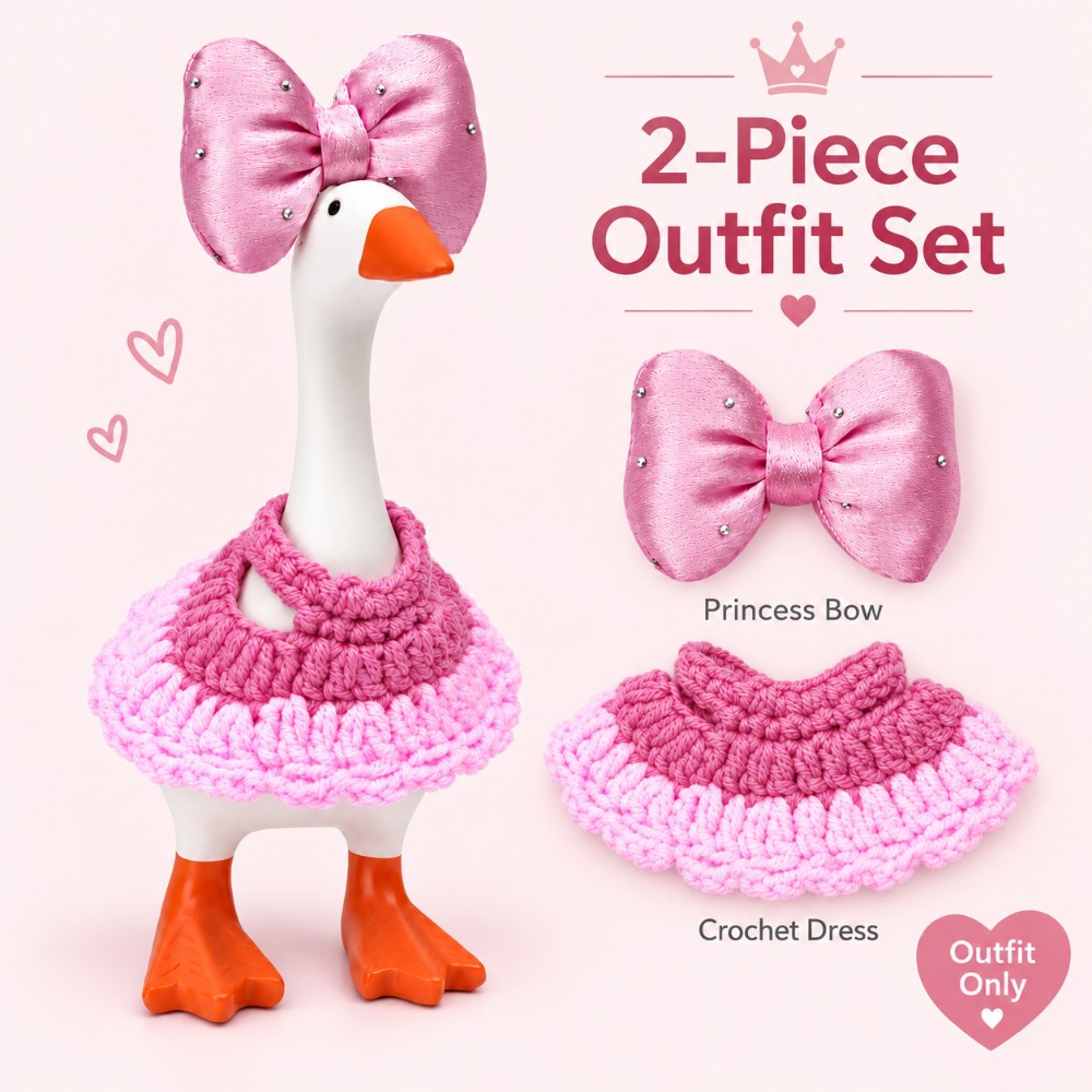 7-Inch Mini Goose Hand-Knitted Cable Sweater & Beanie Set