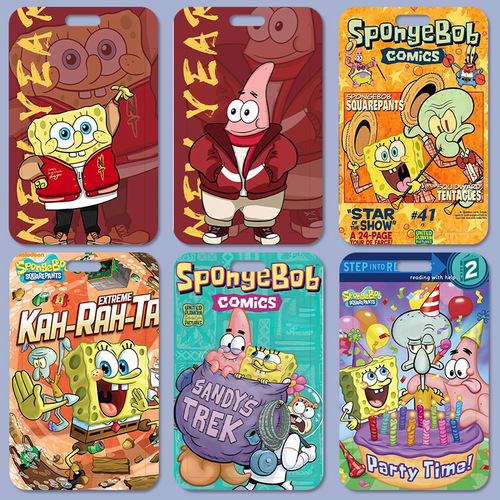Spongebob Squarepants Star Card Set Meal Card Bus Card ID Card Protective Cover Access Card Campus Storage Card Cover