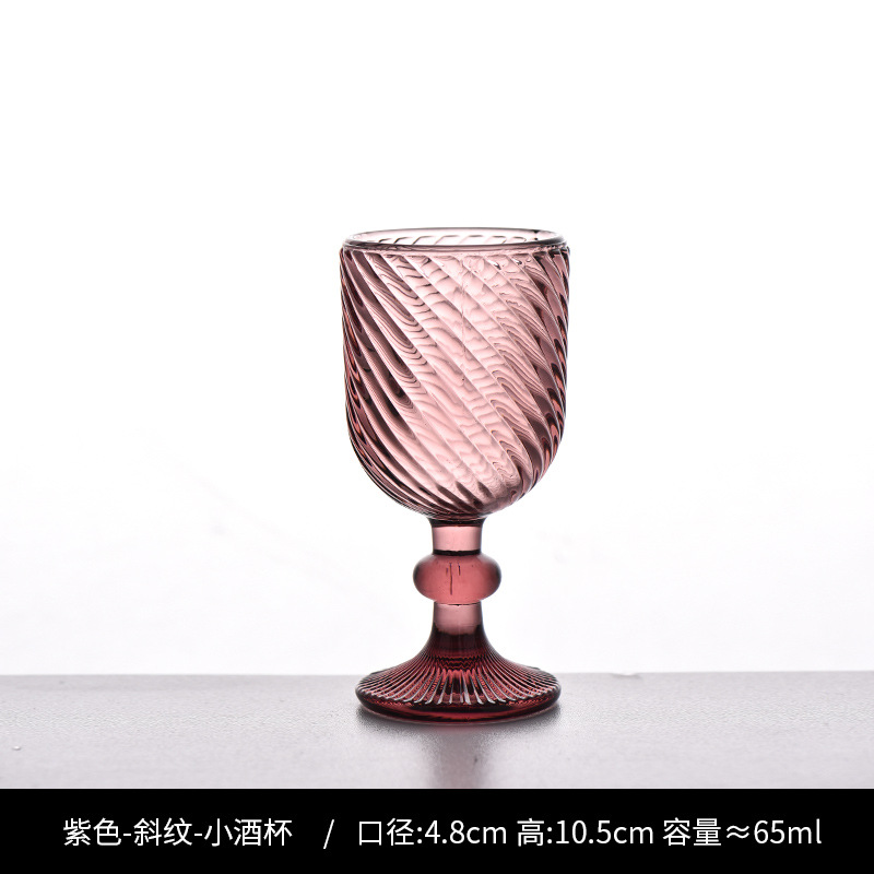 Copa de rayas verticales de vidrio retro europeo, copa de vino tinto, copa de postre alto de helado, copa de vino de frutas de uva de champán casero