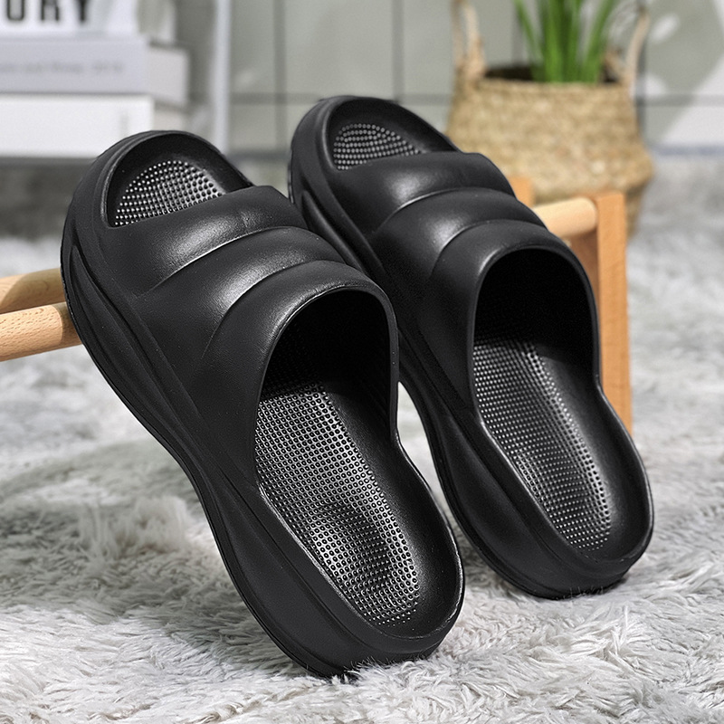 EVA fondo grueso pisar mierda sensación zapatillas caseras mujeres de verano baño interior ocio anti-deslizante zapatillas frías