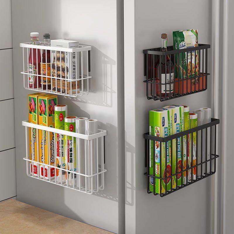 Kitchen Refrigerator Magnetic Storage Rack, Storage Bag, Paper Towel Artifact, Punch-Free Side Seasoning Plastic Wrap Storage Rack
