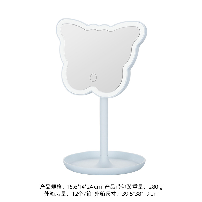 Espejo de maquillaje de escritorio transfronterizo spot LED con iluminación de dibujos animados de niña espejo de maquillaje de belleza espejo de tocador espejo portátil