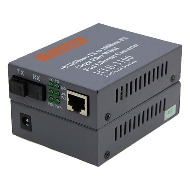 Сто мегабитный одномодовый одноволоконно-оптический трансивер для мониторинга безопасности фотоэлектрический Преобразователь пара HTB-3100AB-25KM