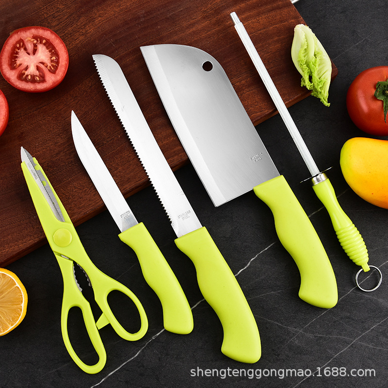 Fabricantes al por mayor cuchillo de cocina de barril de seis piezas cuchillo de pan cuchillo de frutas cuchillo multifuncional cuchillo de cocina set