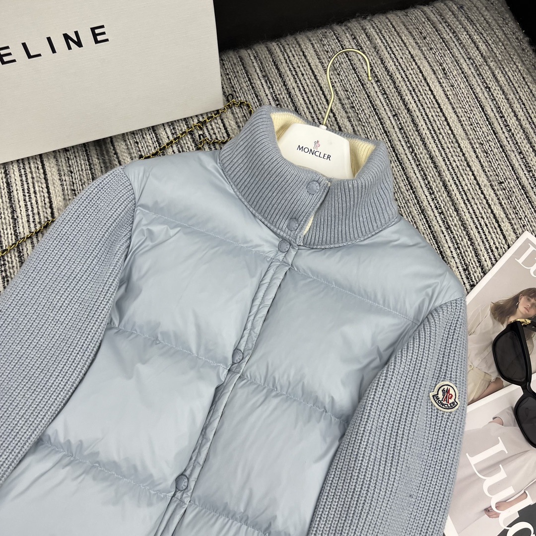 25秋冬新款时髦百针织袖立领羽绒服外套（女式牛仔裤）