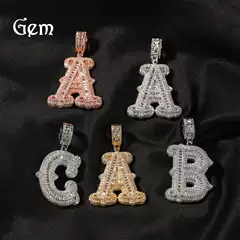 Hip Hop Ancient Meng Letter Necklace Fashion Full Drill Stitch Letter Gold Silver Rose Gold Jewelry Necklace