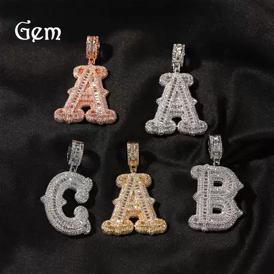 Hip Hop Ancient Meng Letter Necklace Fashion Full Drill Stitch Letter Gold Silver Rose Gold Jewelry Necklace
