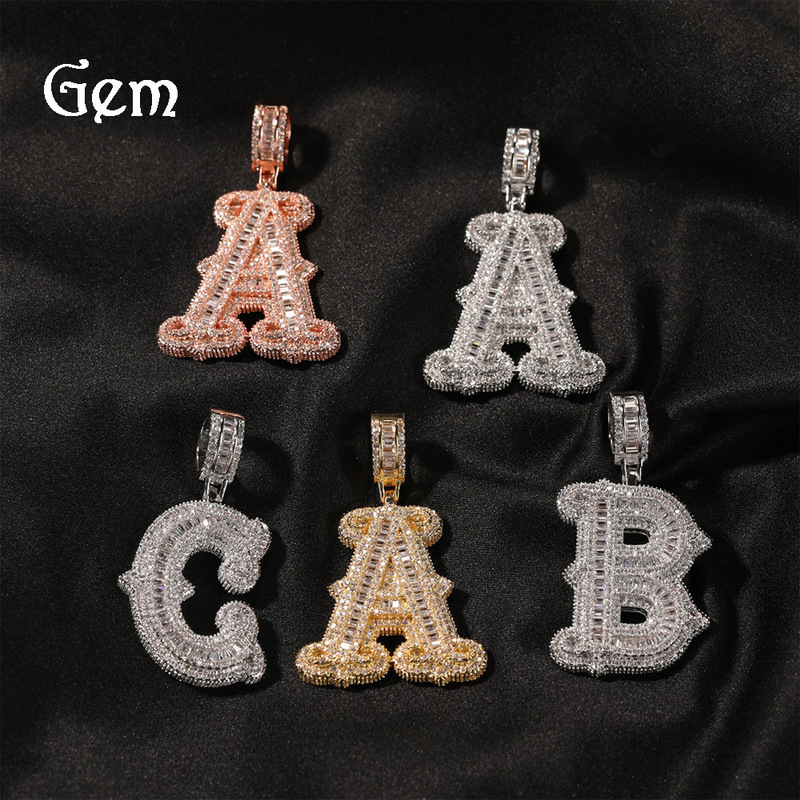 Hip Hop Ancient Meng Letter Necklace Fashion Full Drill Stitch Letter Gold Silver Rose Gold Jewelry Necklace