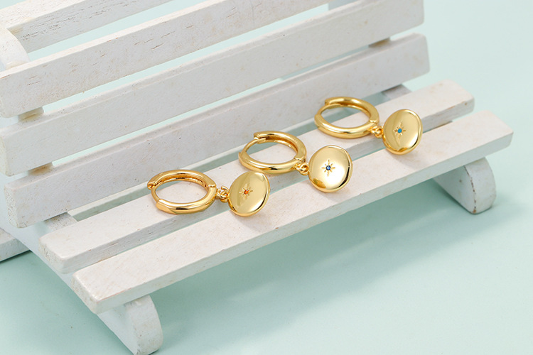 Housewarming, Anniversary, Business, Wedding, Travel, Birthday, Festival Occasion Minimalist Diamond-studded Earrings Round Pendant Plain Earrings